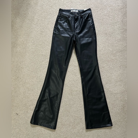 ZARA FAUX LEATHER FLARED PANTS, SIZE US 2, NWT - Picture 4 of 9